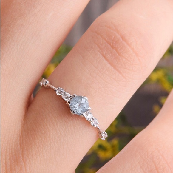 Hand Crafted Jewelry - Dainty Sterling Blue Topaz Ring